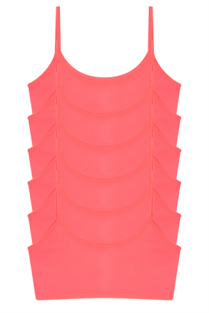 Kız Çocuk Pembe Yarım Atlet Pedsiz Alıştırma Sütyeni Pamuklu Likralı 6'lı Paket - 1