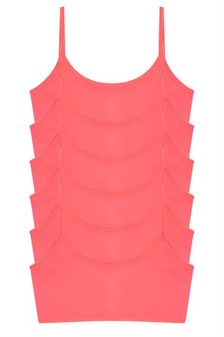 Kız Çocuk Pembe Yarım Atlet Pedsiz Alıştırma Sütyeni Pamuklu Likralı 6'lı Paket - 1