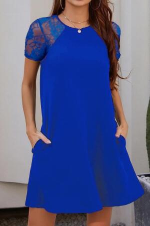 Kol Dantel Viskon Elbise - ANGELINO BuyukBedeniz