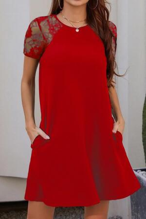 Kol Dantel Viskon Elbise - ANGELINO BuyukBedeniz