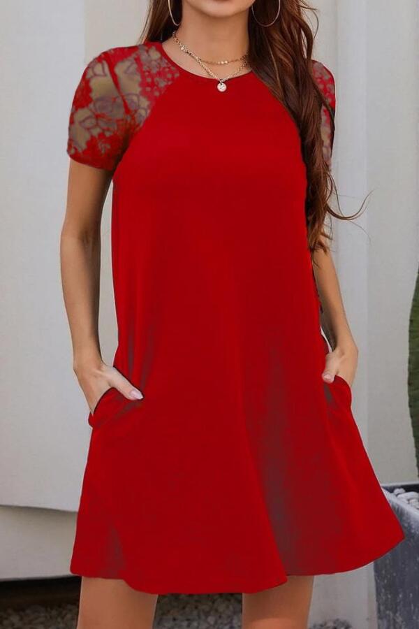 Kol Dantel Viskon Elbise - 1