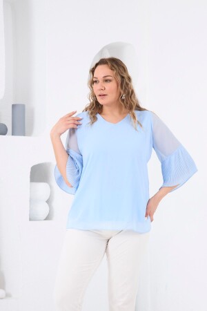 Kolları Piliseli Büyük Beden Bebe Mavi Bluz - 2