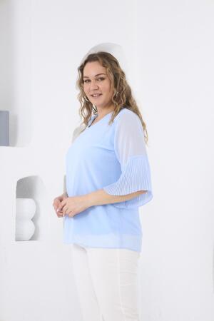 Kolları Piliseli Büyük Beden Bebe Mavi Bluz - 3