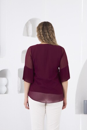 Kolları Piliseli Büyük Beden Violet Bluz - 5