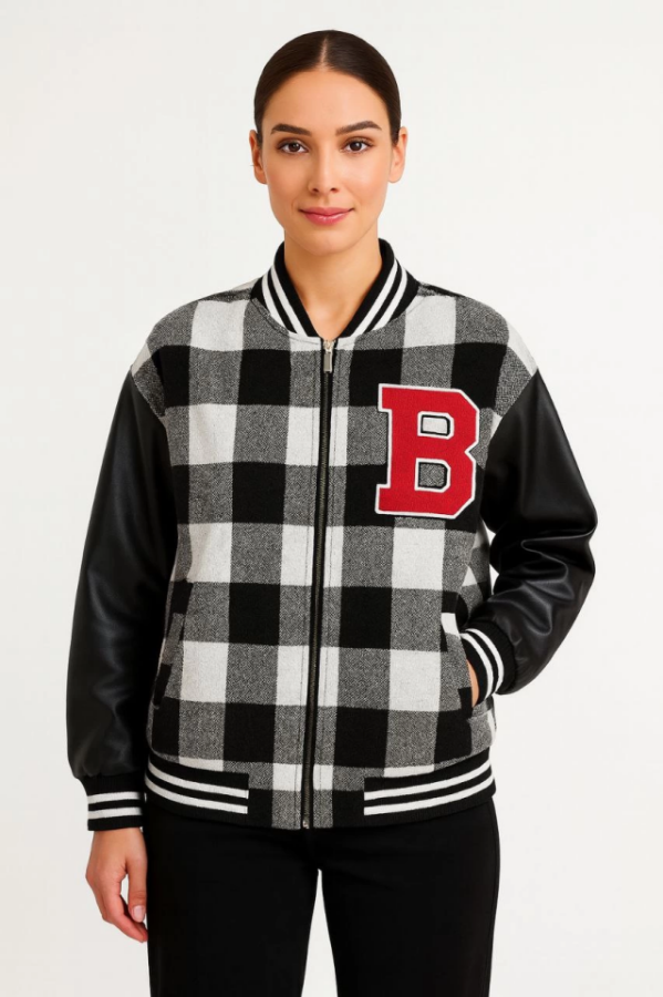 Kolları Suni Deri Içi Astarlı Oduncu Kolej Içi Ceket - Gri - 1