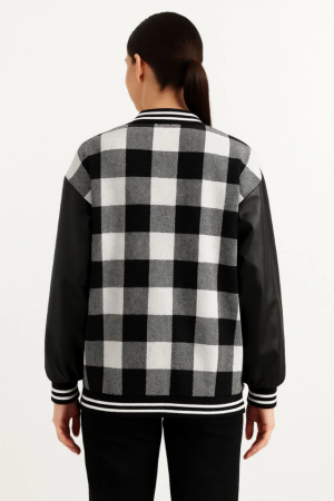 Kolları Suni Deri Içi Astarlı Oduncu Kolej Içi Ceket - Gri - 2