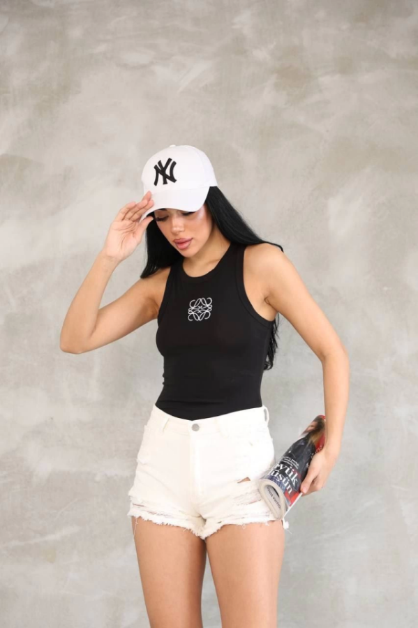 Kolsuz Nakışlı Badi Bluz - Siyah - 3