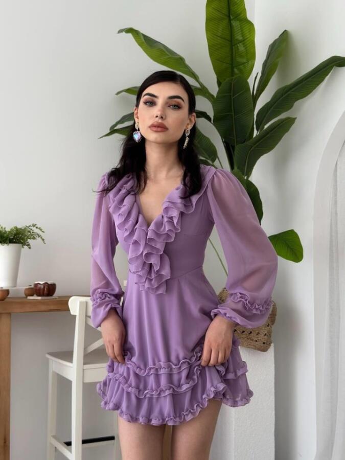 Kolsuz Uzun Kabardin Elbise - Bordo - 5