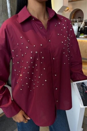 Kristal Taş Çakımlı Poplin Gömlek 3413 - 5