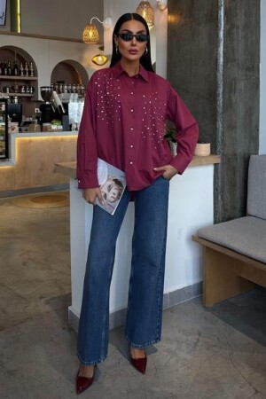 Kristal Taş Çakımlı Poplin Gömlek 3413 - 7