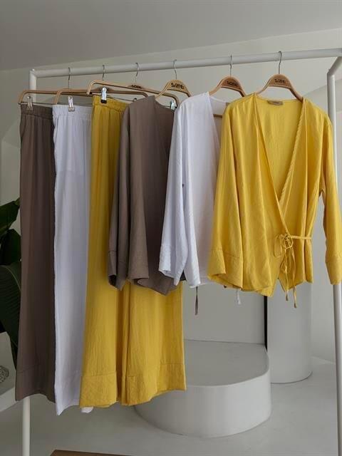 Kruvaze Model Klasik Pantolonlu Çupra Keten Takım 10191 - 12