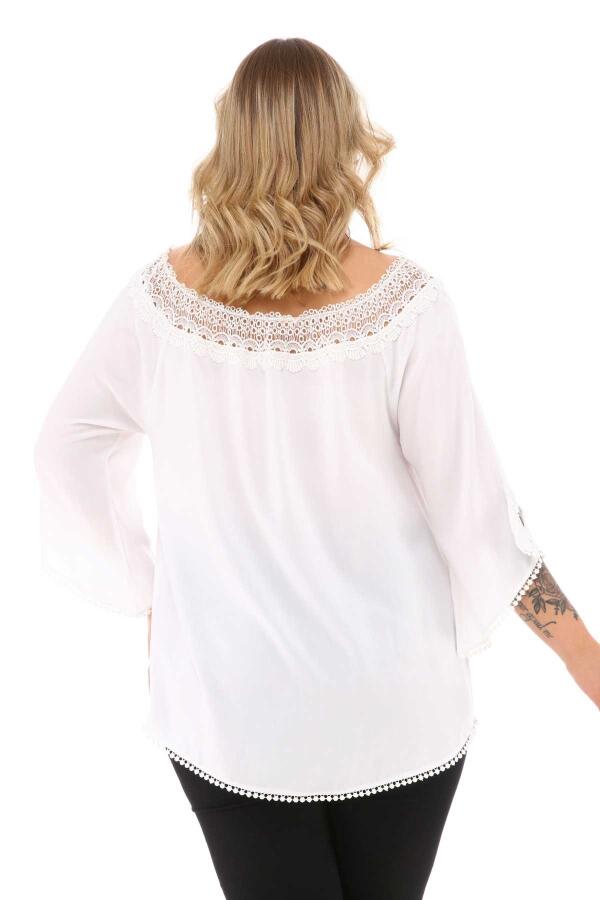 Lace Collar Plus Size Blouse White - 6