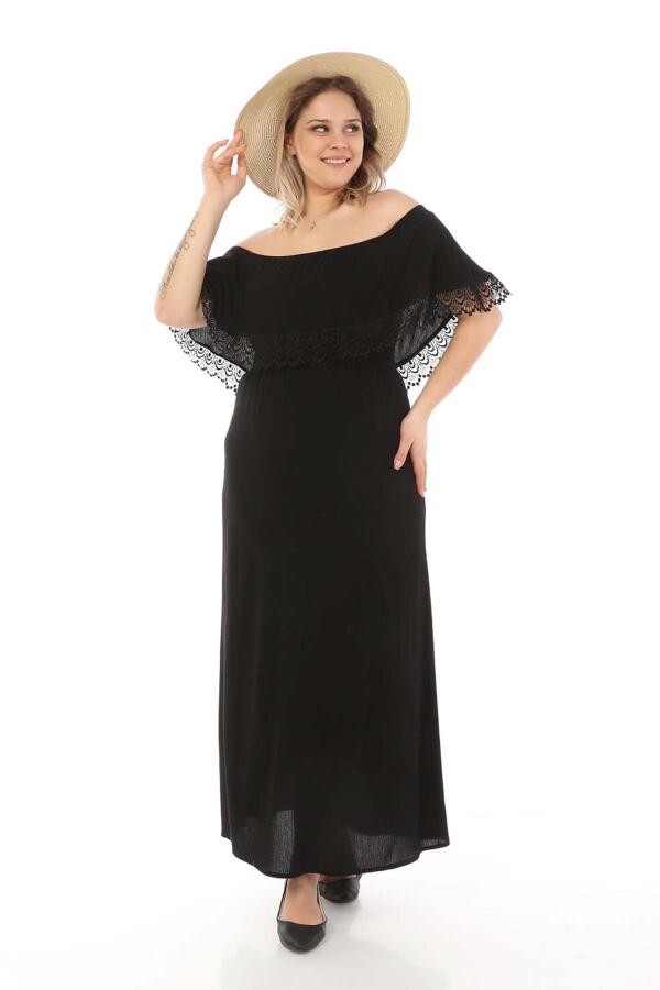 Laced Madonna Collar Dress Black - 3