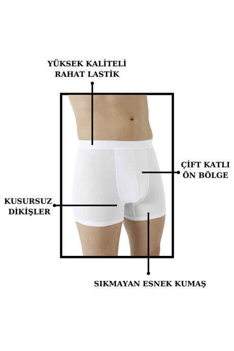Lacivert Erkek Boxer 10'lu Paket Pamuklu Esnek Kumaş - 12