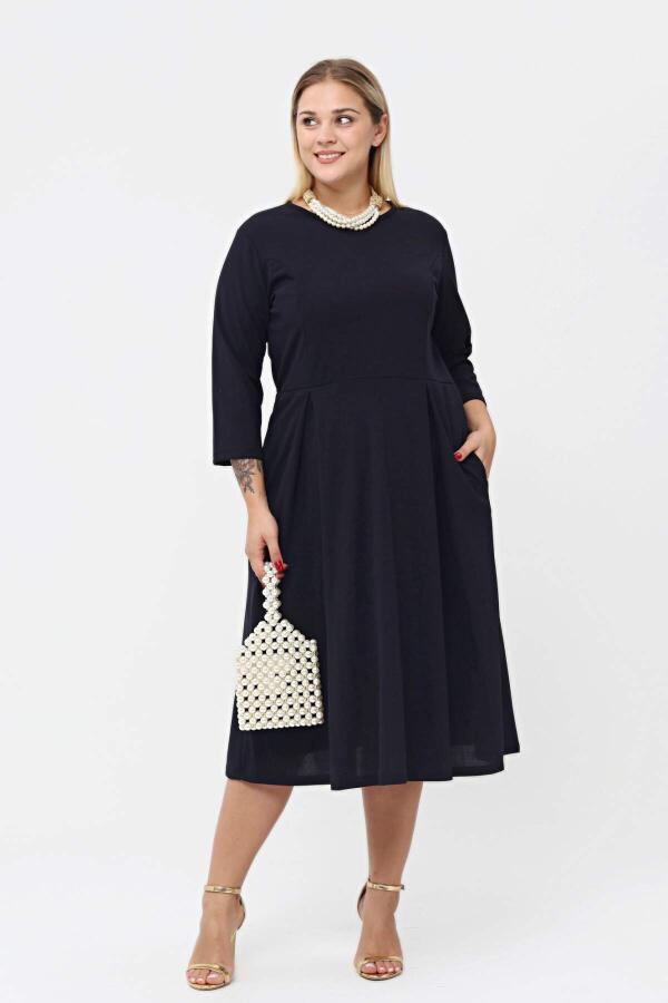 Large Size Pocket Dress Navy Blue KL778 - 4