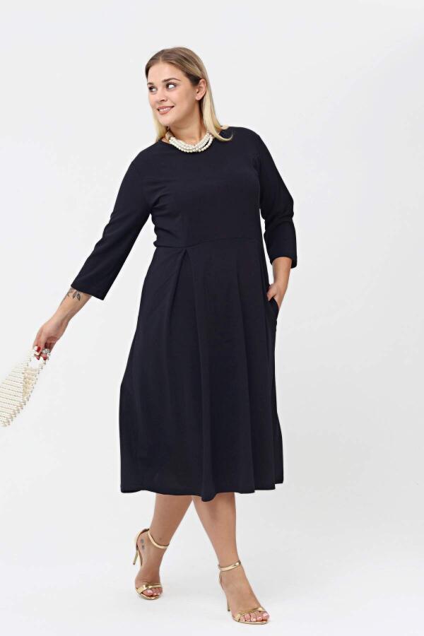 Large Size Pocket Dress Navy Blue KL778 - 7