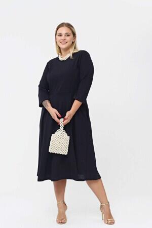 Large Size Pocket Dress Navy Blue KL778 - 1