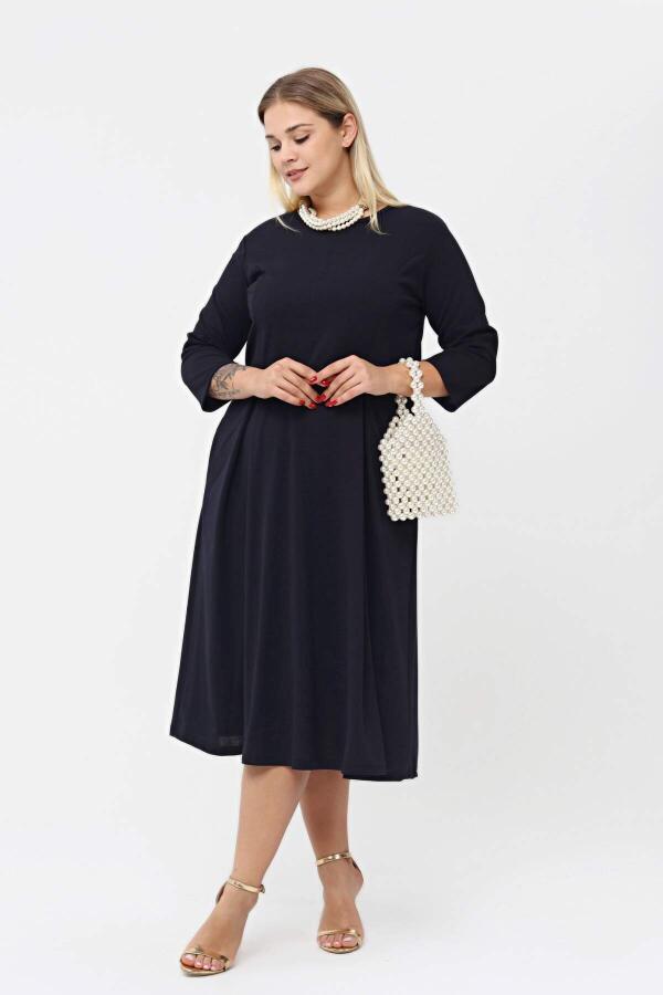 Large Size Pocket Dress Navy Blue KL778 - 5