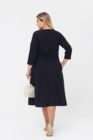 Large Size Pocket Dress Navy Blue KL778 - 6