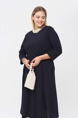 Large Size Pocket Dress Navy Blue KL778 - 8