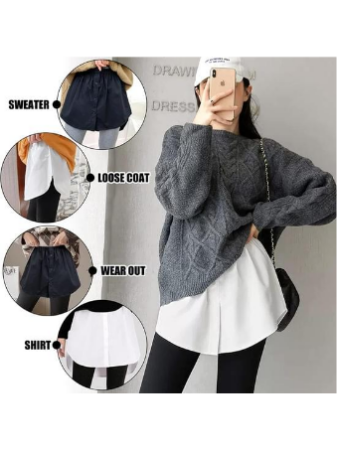 Lastikli Düğmeli Kurtarıcı Gömlek Altı Eteklik -Beyaz - ANGELINO BuyukBedeniz