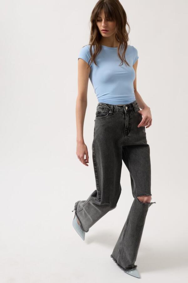 Lazer Kesim Wide Leg Jean - 1