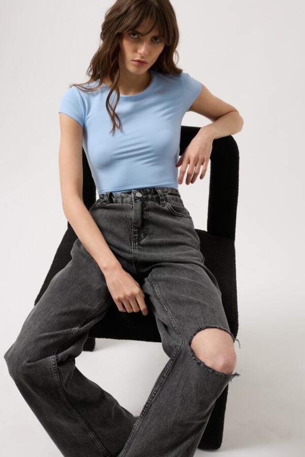 Lazer Kesim Wide Leg Jean - 3