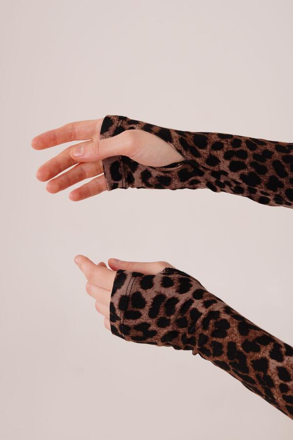 Leopar Desen Basic Bluz - 2
