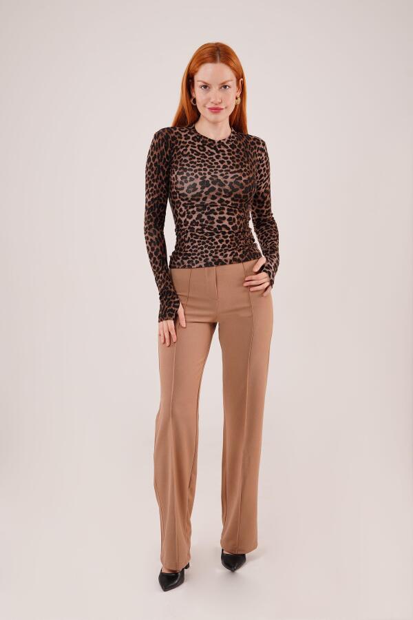 Leopar Desen Basic Bluz - 3