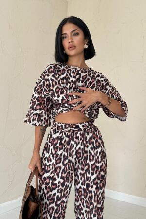 Leopar T-Shirt Ve Pantolon Takım - 2