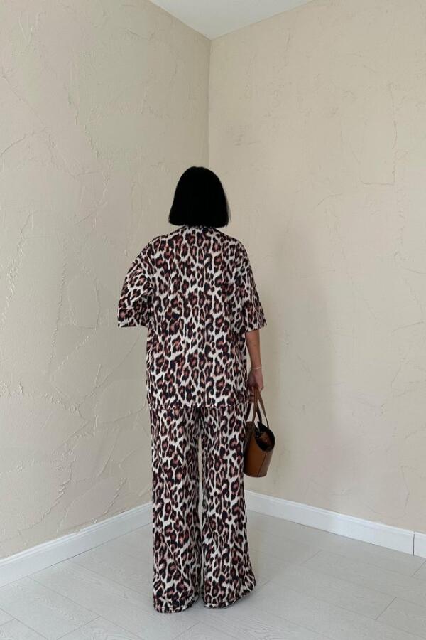 Leopar T-Shirt Ve Pantolon Takım - 4