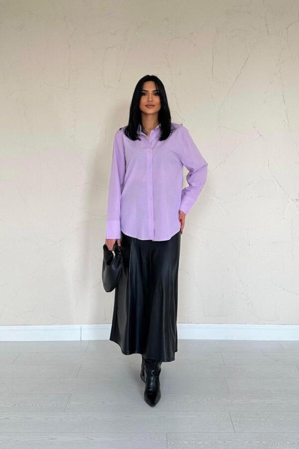 Lila Poplin Gömlek - 1