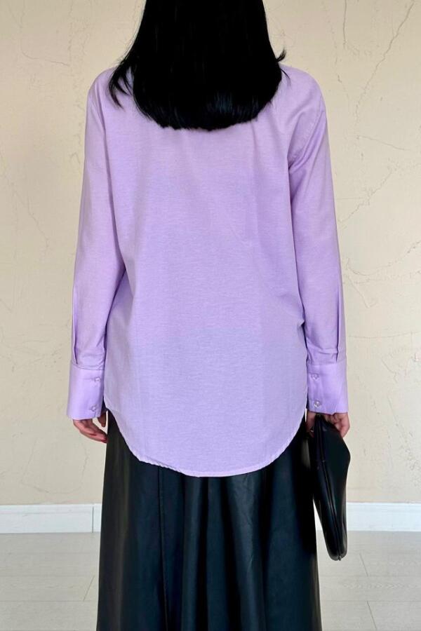 Lila Poplin Gömlek - 4