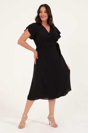 Lined Wrap Dress with Flounce Sleeves - 2