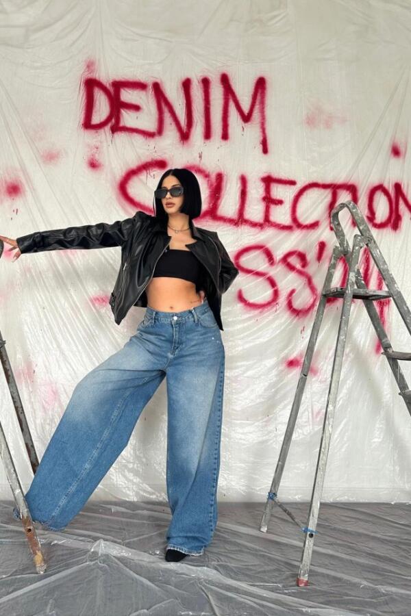 Mavi Geniş Paça Jeans Pantolon - 1