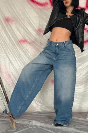 Mavi Geniş Paça Jeans Pantolon - 2