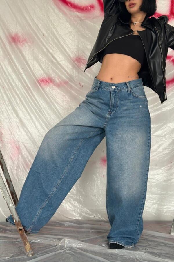 Mavi Geniş Paça Jeans Pantolon - 2