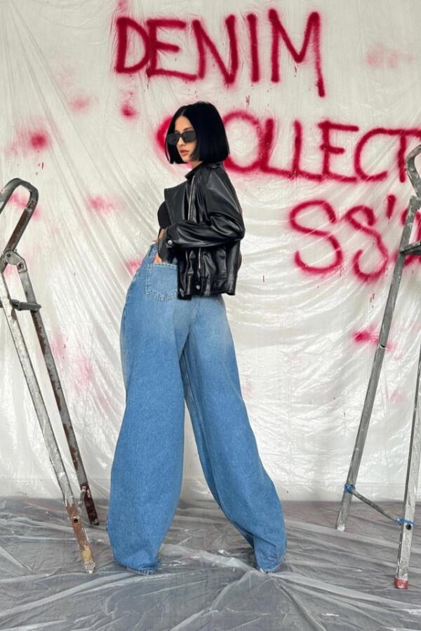 Mavi Geniş Paça Jeans Pantolon - 3