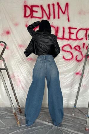 Mavi Geniş Paça Jeans Pantolon - 4