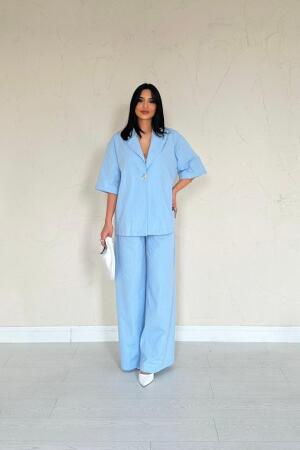 Mavi Önü Tek Düğmeli Ceket Pantolon Takım - ANGELINO BuyukBedeniz (1)