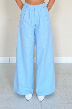 Mavi Önü Tek Düğmeli Ceket Pantolon Takım - 4