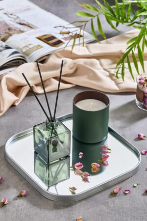 Kare Aynalı Gümüş 3'lü 24x24 İkramlık Kahve ve Çay Sunum Tepsisi (Çok Amaçlı) - Angelino Moda