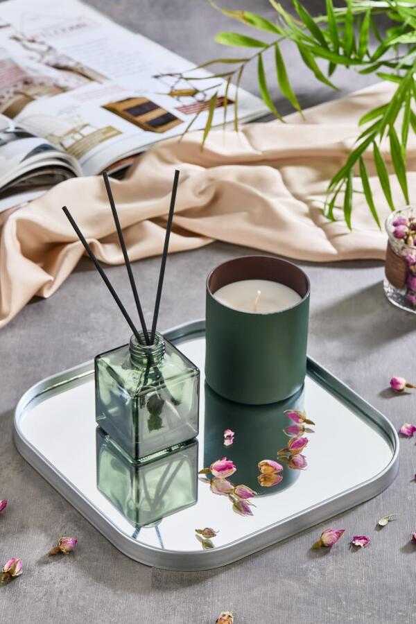 Kare Aynalı Gümüş 3'lü 24x24 İkramlık Kahve ve Çay Sunum Tepsisi (Çok Amaçlı) - 1