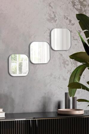 Kare Aynalı Gümüş 3'lü 24x24 İkramlık Kahve ve Çay Sunum Tepsisi (Çok Amaçlı) - Angelino Moda (1)