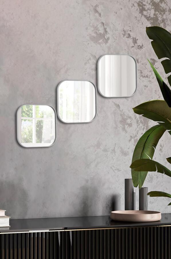 Kare Aynalı Gümüş 3'lü 24x24 İkramlık Kahve ve Çay Sunum Tepsisi (Çok Amaçlı) - 2