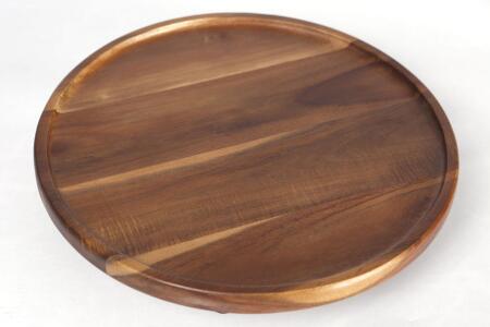 Natura Akasya Ayaklı Yuvarlak Büyük Sunum Tabağı 32x6 cm - Angelino Moda