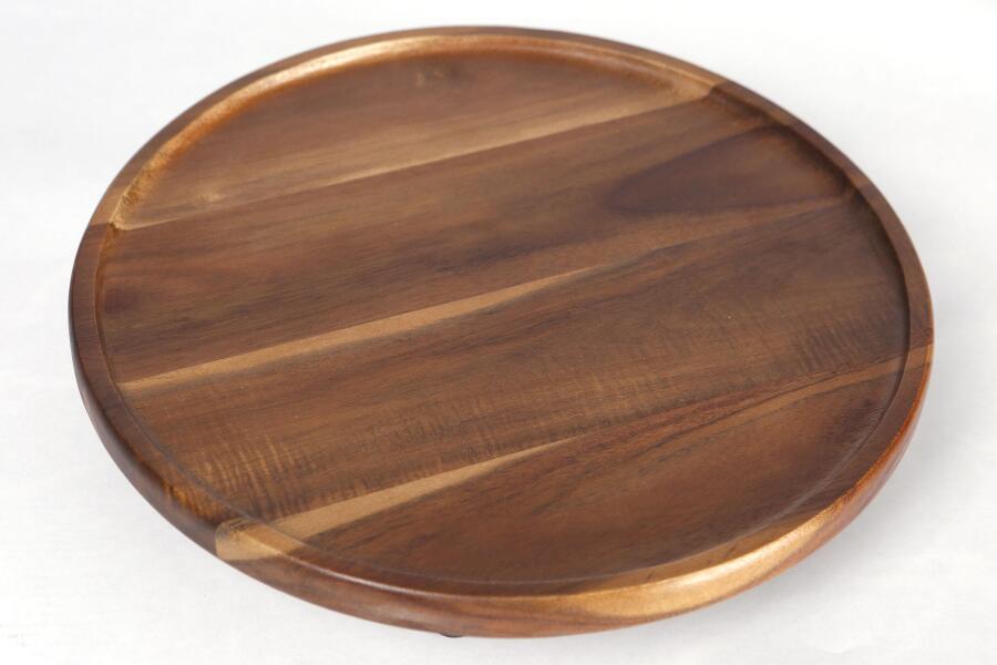 Natura Akasya Ayaklı Yuvarlak Büyük Sunum Tabağı 32x6 cm - 1