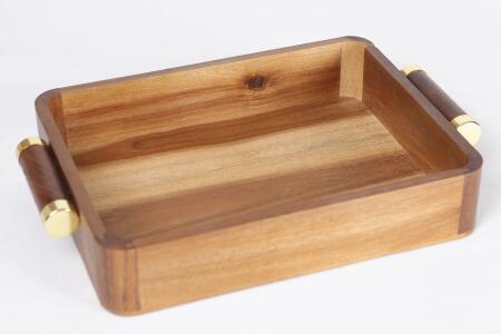 Natura Akasya Gold Küçük Boy Tepsi - Angelino Moda