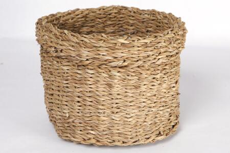 Natura Dekoratif Natural Renk Yuvarlak Seagrass Kare Hasır Sepet 3'lü Set - 4