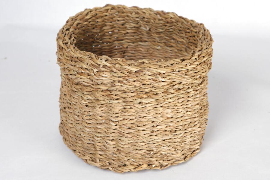Natura Dekoratif Natural Renk Yuvarlak Seagrass Kare Hasır Sepet 3'lü Set - 6